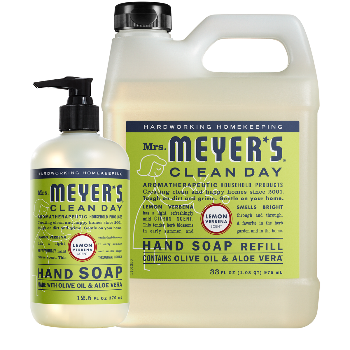 Mrs. Meyer's Lemon Verbena Liquid Hand Soap &amp; Refill Set